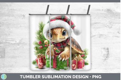 Sea Turtle Tumbler Christmas Santa Hat Sublimation 20 oz Ski