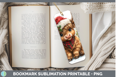 Highland Cow Bookmark Christmas Santa Hat Sublimation Printa