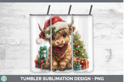 Highland Cow Tumbler Christmas Santa Hat Sublimation 20 oz S