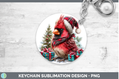 Cardinal Keychain Christmas Santa Hat Sublimation Keyring De