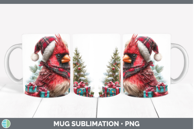 Cardinal Mug Wrap Christmas Santa Hat Sublimation Coffee Cup