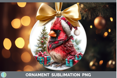 Cardinal Ornament Christmas Santa Hat Sublimation Bauble Des