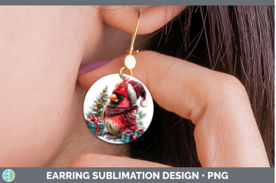 Cardinal Round Earrings Christmas Santa Hat Sublimation Earr