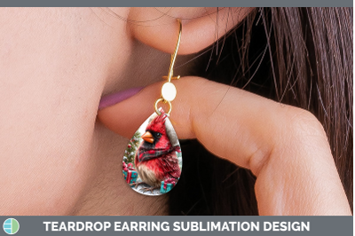 Cardinal Teardrop Earrings Christmas Santa Hat Sublimation E