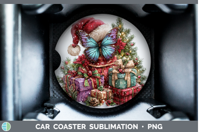 Butterfly Car Coaster Christmas Santa Hat Sublimation Drink