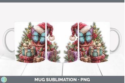 Butterfly Mug Wrap Christmas Santa Hat Sublimation Coffee Cu