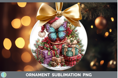 Butterfly Ornament Christmas Santa Hat Sublimation Bauble De