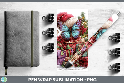 Butterfly Pen Wrap Christmas Santa Hat Sublimation Pen Desig