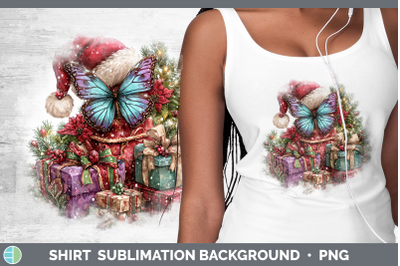 Butterfly Shirt Christmas Santa Hat Sublimation Background D