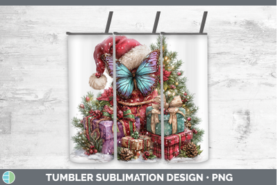 Butterfly Tumbler Christmas Santa Hat Sublimation 20 oz Skin