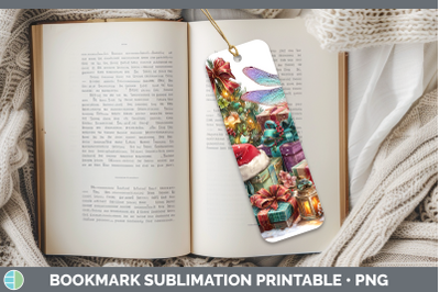 Dragonfly Bookmark Christmas Santa Hat Sublimation Printable