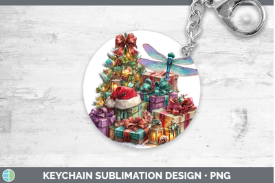 Dragonfly Keychain Christmas Santa Hat Sublimation Keyring D