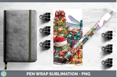 Dragonfly Pen Wrap Christmas Santa Hat Sublimation Pen Desig