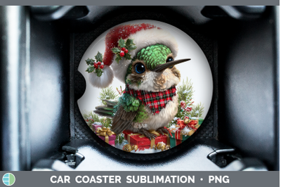 Hummingbird Car Coaster Christmas Santa Hat Sublimation Drin