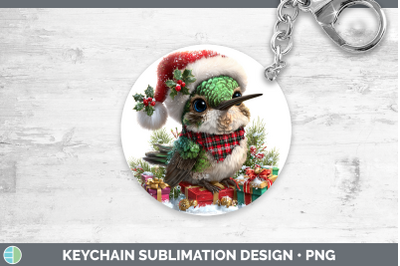 Hummingbird Keychain Christmas Santa Hat Sublimation Keyring