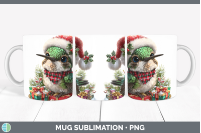 Hummingbird Mug Wrap Christmas Santa Hat Sublimation Coffee