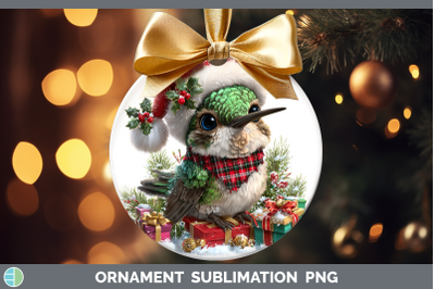 Hummingbird Ornament Christmas Santa Hat Sublimation Bauble