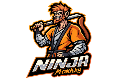 Ninja monkey esport mascot logo design