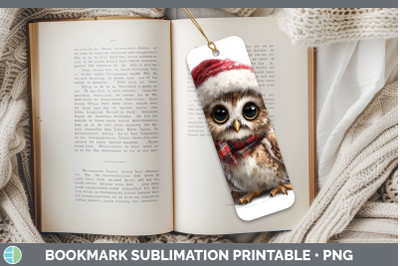 Owl Bookmark Christmas Santa Hat Sublimation Printable Desig