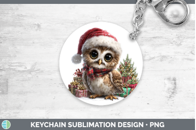 Owl Keychain Christmas Santa Hat Sublimation Keyring Designs