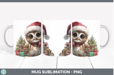 Owl Mug Wrap Christmas Santa Hat Sublimation Coffee Cup Desi
