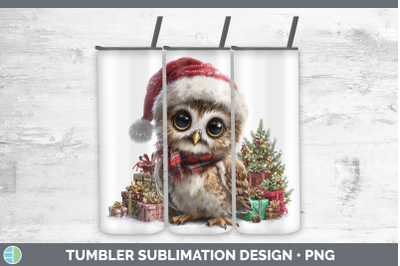 Owl Tumbler Christmas Santa Hat Sublimation 20 oz Skinny Tum