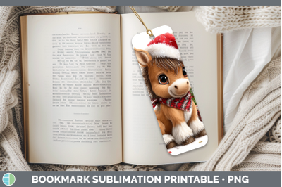 Horse Bookmark Christmas Santa Hat Sublimation Printable Des