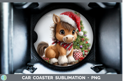 Horse Car Coaster Christmas Santa Hat Sublimation Drink Mat