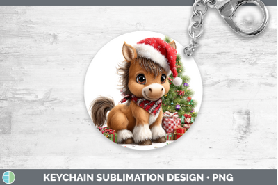 Horse Keychain Christmas Santa Hat Sublimation Keyring Desig