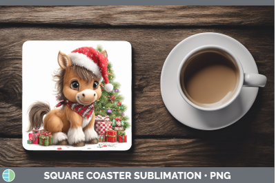 Horse Square Coaster Christmas Santa Hat Sublimation Drink M