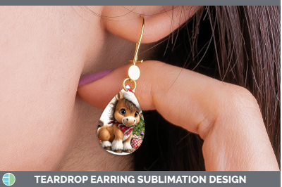 Horse Teardrop Earrings Christmas Santa Hat Sublimation Earr