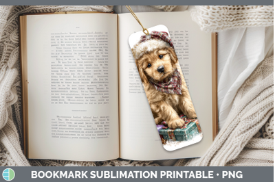 Puppy Bookmark Christmas Santa Hat Sublimation Printable Des