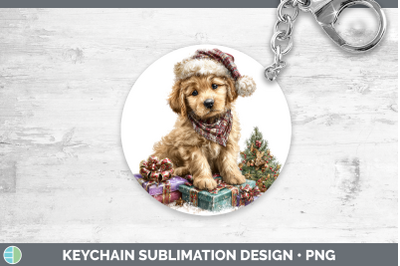 Puppy Keychain Christmas Santa Hat Sublimation Keyring Desig