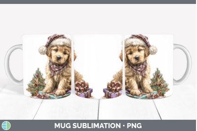Puppy Mug Wrap Christmas Santa Hat Sublimation Coffee Cup De
