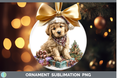 Puppy Ornament Christmas Santa Hat Sublimation Bauble Design