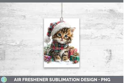 Kitten Air Freshener Christmas Santa Hat Sublimation Car Sce