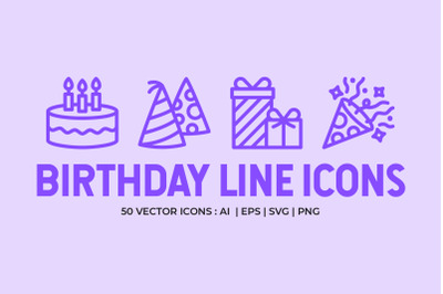 Birthday Line Icons