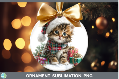 Kitten Ornament Christmas Santa Hat Sublimation Bauble Desig