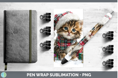 Kitten Pen Wrap Christmas Santa Hat Sublimation Pen Designs