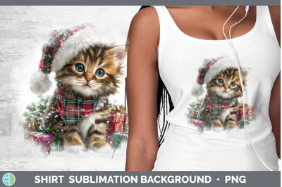 Kitten Shirt Christmas Santa Hat Sublimation Background Desi