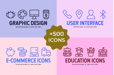 Mega Bundle: 500+ Vector Line Icons