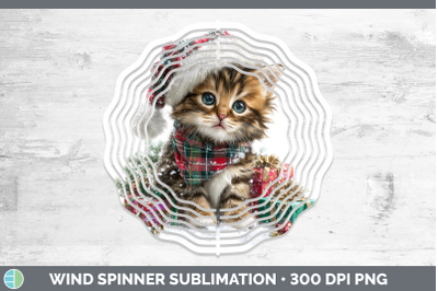 Kitten Wind Spinner Christmas Santa Hat Sublimation Spinner