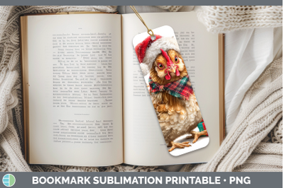 Chicken Bookmark Christmas Santa Hat Sublimation Printable D