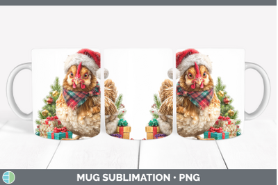 Chicken Mug Wrap Christmas Santa Hat Sublimation Coffee Cup