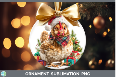 Chicken Ornament Christmas Santa Hat Sublimation Bauble Desi