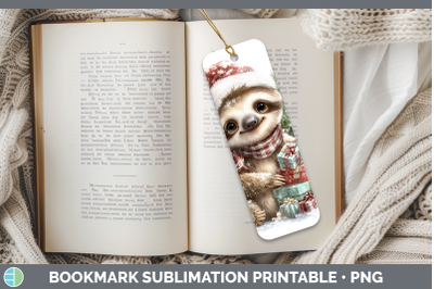 Sloth Bookmark Christmas Santa Hat Sublimation Printable Des