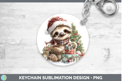 Sloth Keychain Christmas Santa Hat Sublimation Keyring Desig