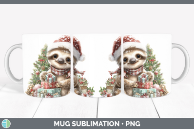 Sloth Mug Wrap Christmas Santa Hat Sublimation Coffee Cup De