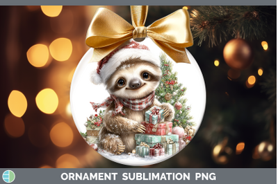 Sloth Ornament Christmas Santa Hat Sublimation Bauble Design