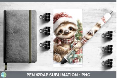 Sloth Pen Wrap Christmas Santa Hat Sublimation Pen Designs